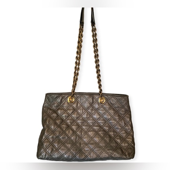 Marc Jacobs Astor Leather Quilted Shoulder Tote Bag Metallic - Picture 2 of 14
